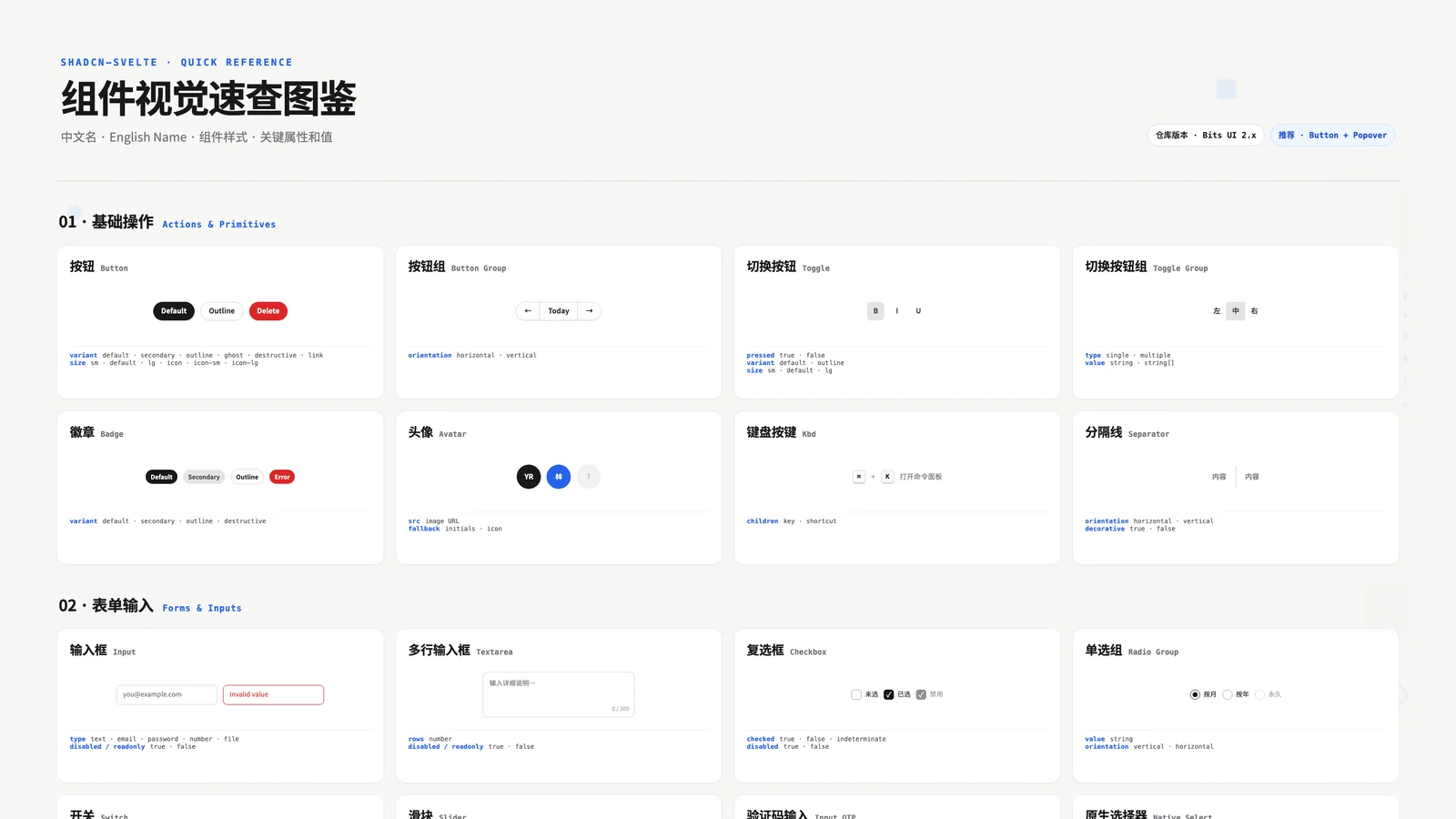 shadcn-svelte 组件视觉速查图鉴封面